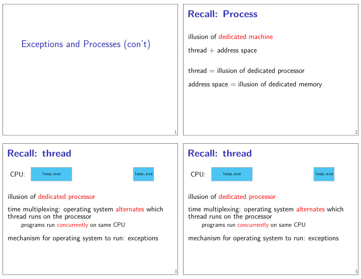 exceptions and processes con t