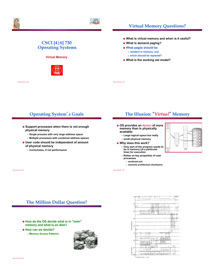 virtual memory questions