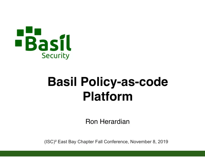 basil policy as code platform