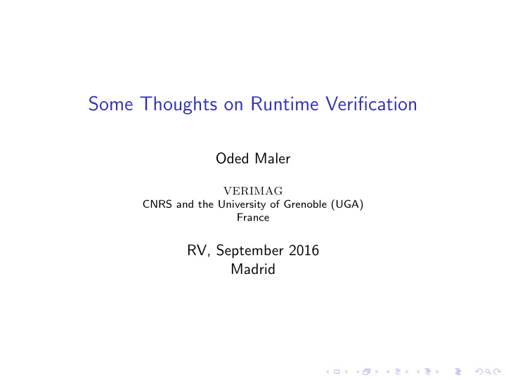 some thoughts on runtime verification