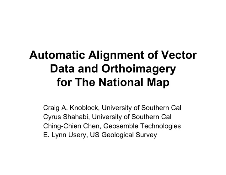 automatic alignment of vector data and orthoimagery for