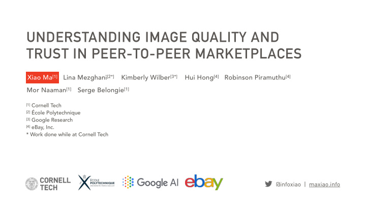 understanding image quality and trust in peer to peer