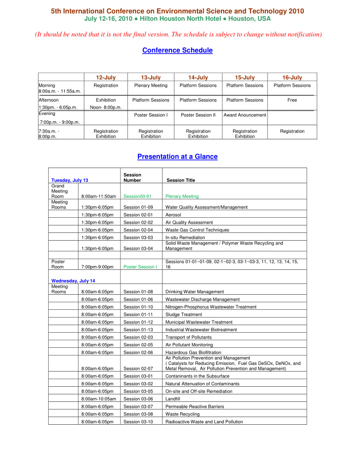 5th international conference on environmental science and