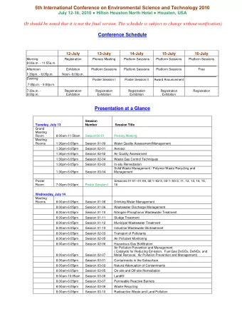 5th International Conference on Environmental Science and Technology 2010 July 12-16, 2010