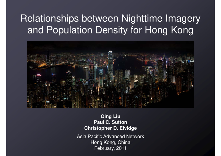 relationships between nighttime imagery relationships