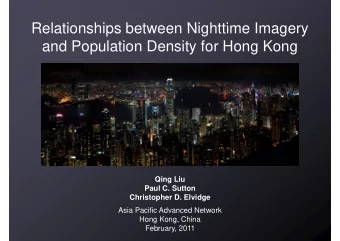 Relationships between Nighttime Imagery  Relationships between Nighttime Imagery  and Population