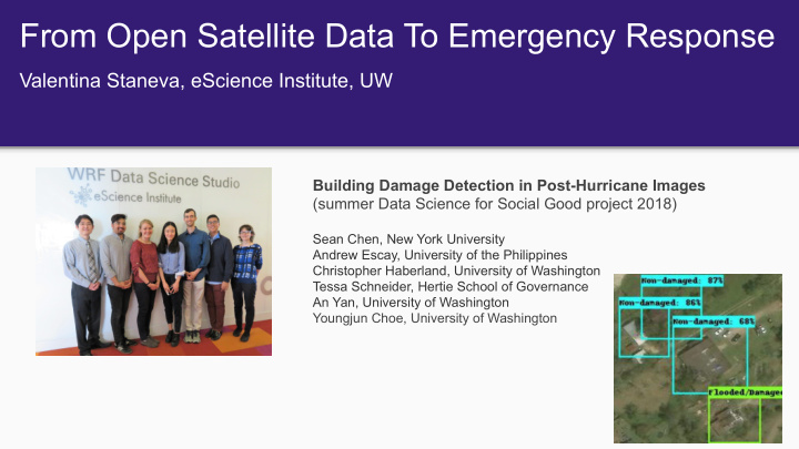 from open satellite data to emergency response