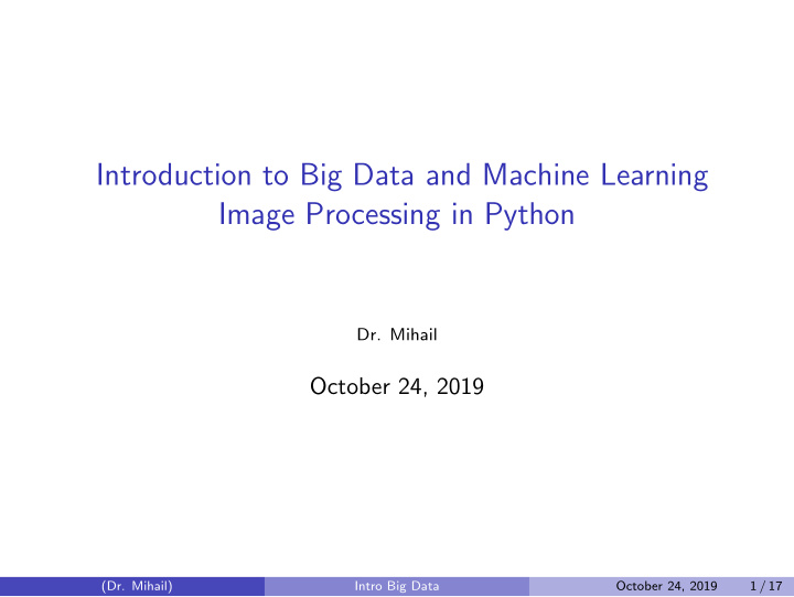 introduction to big data and machine learning image