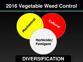 2016 Vegetable Weed Control  Herbicide/  Fumigant  DIVERSIFICATION  Focus Points  1)Weed Seed