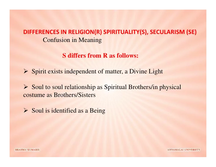 differences in religion r spirituality s secularism se