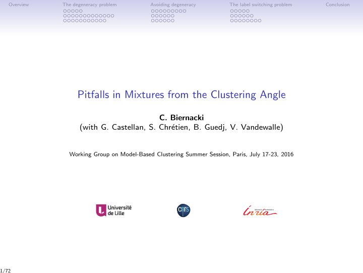pitfalls in mixtures from the clustering angle