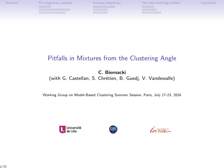 pitfalls in mixtures from the clustering angle