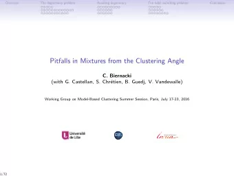 Pitfalls in Mixtures from the Clustering Angle  C. Biernacki  (with G. Castellan, S. Chr  etien,