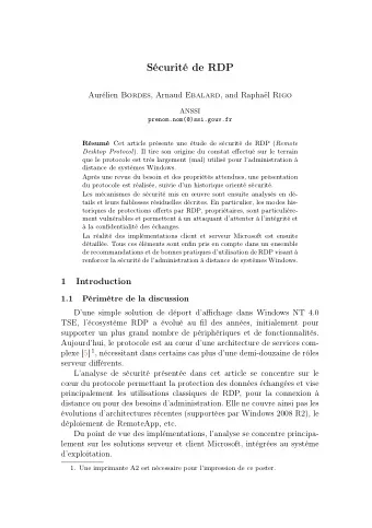Scurit de RDP Aurlien Bordes , Arnaud Ebalard , and Raphal Rigo  ANSSI