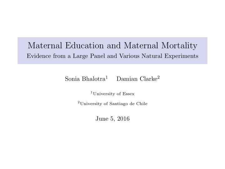 maternal education and maternal mortality