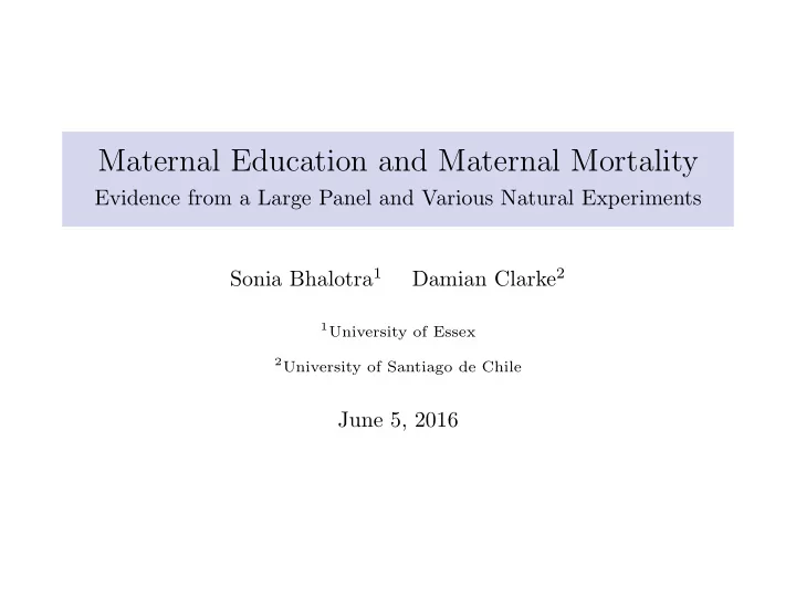 maternal education and maternal mortality