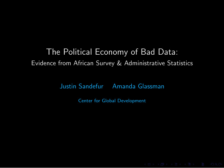 the political economy of bad data