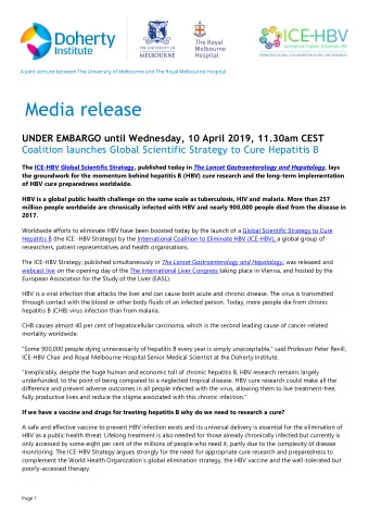 Media release  UNDER EMBARGO until Wednesday, 10 April 2019, 11.30am CEST  Coalition launches