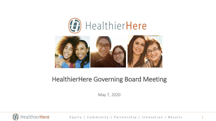 healthierhere governing board meeting