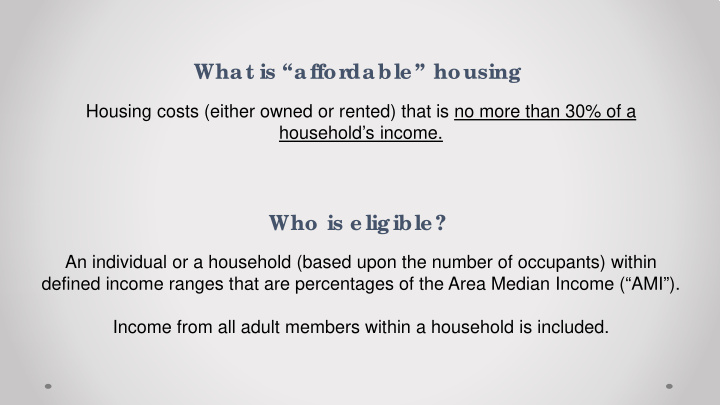 what is affor dable housing