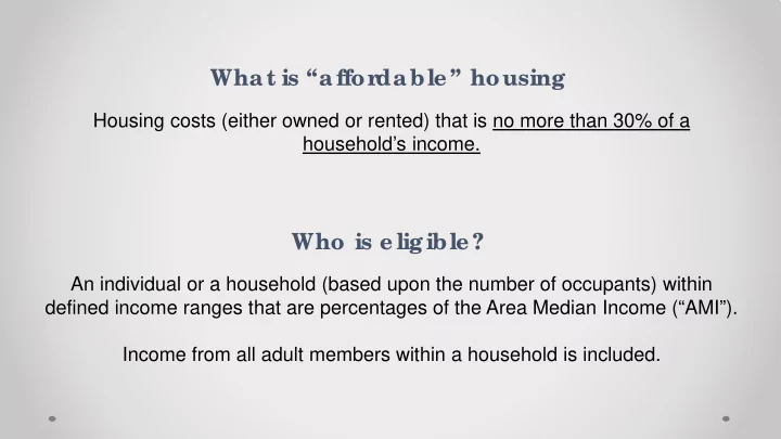 what is affor dable housing