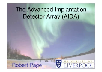 The Advanced Implantation  Detector Array (AIDA)  Robert Page  The AIDA Project  Funded by UK