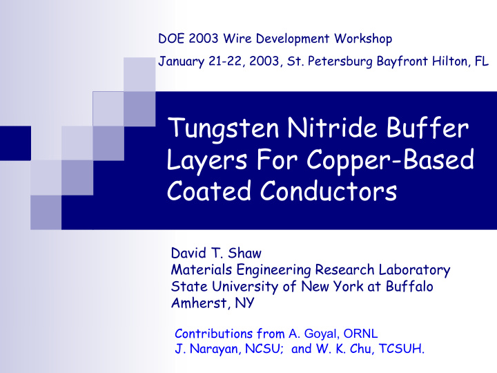 tungsten nitride buffer layers for copper based coated