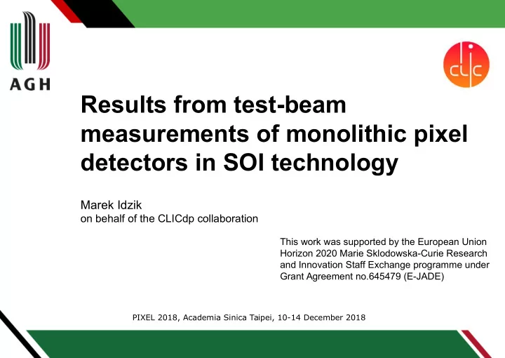 results from test beam measurements of monolithic pixel