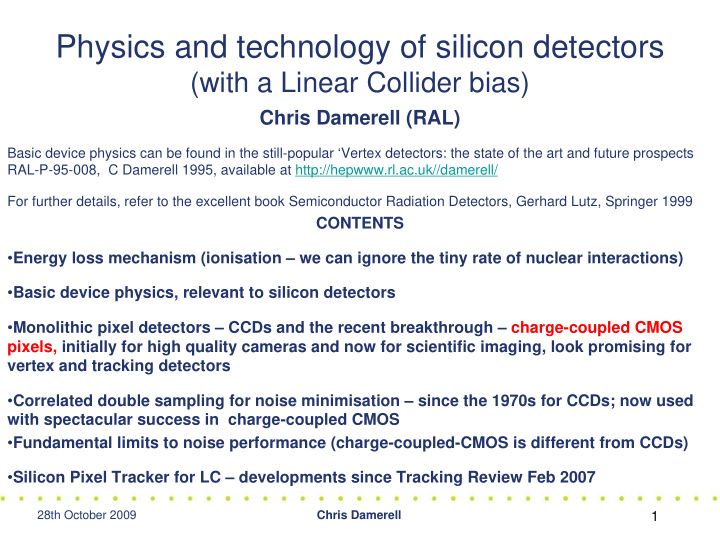 physics and technology of silicon detectors