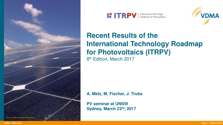 a metz m fischer j trube pv seminar at unsw sydney march