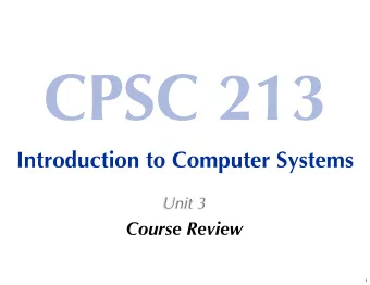 CPSC 213  Introduction to Computer Systems  Unit 3  Course Review  1  Learning Goals 1  Memory