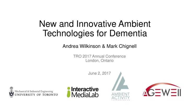 technologies for dementia