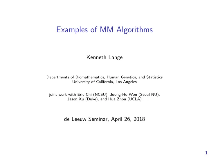 examples of mm algorithms