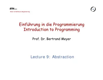 Einfhrung in die Programmierung  Einfhrung in die Programmierung  Introduction to Programming