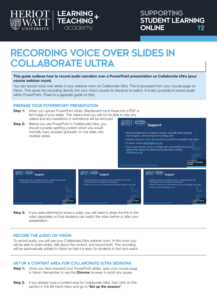 recording voice over slides in collaborate ultra