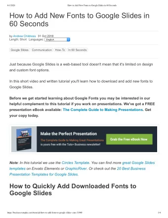 How to Add New Fonts to Google Slides in  60 Seconds  by Andrew Childress 31 Oct 2018  Length: