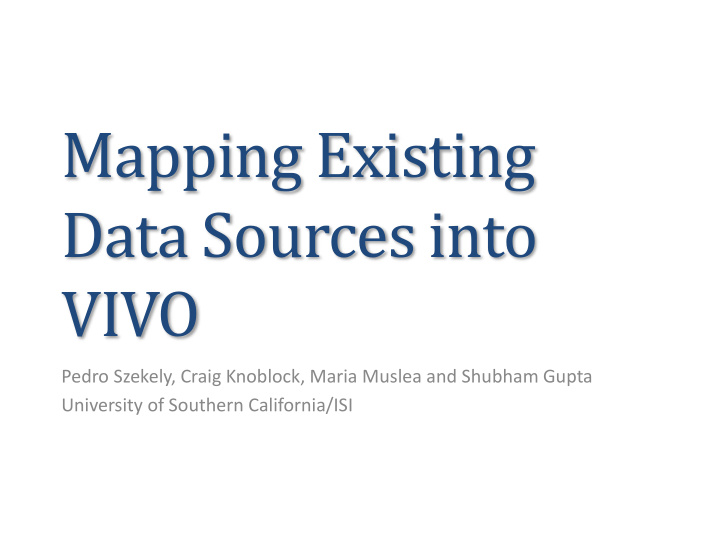 mapping existing data sources into