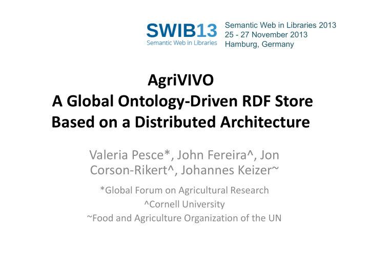 agrivivo a global ontology driven rdf store based on a