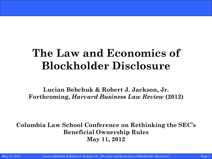 the law and economics of blockholder disclosure lucian