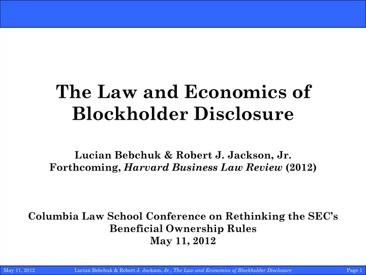 the law and economics of blockholder disclosure lucian