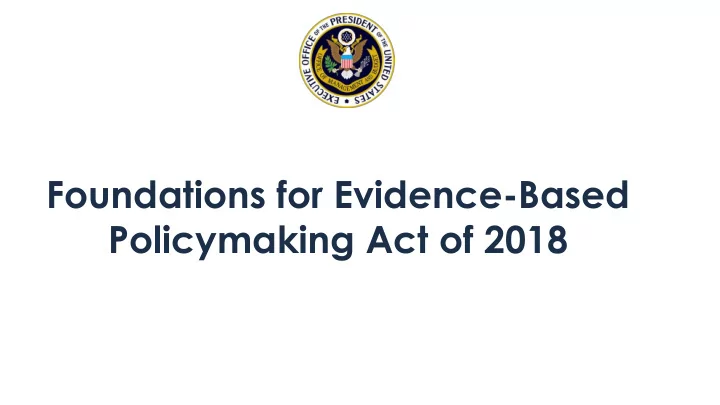 foundations for evidence based