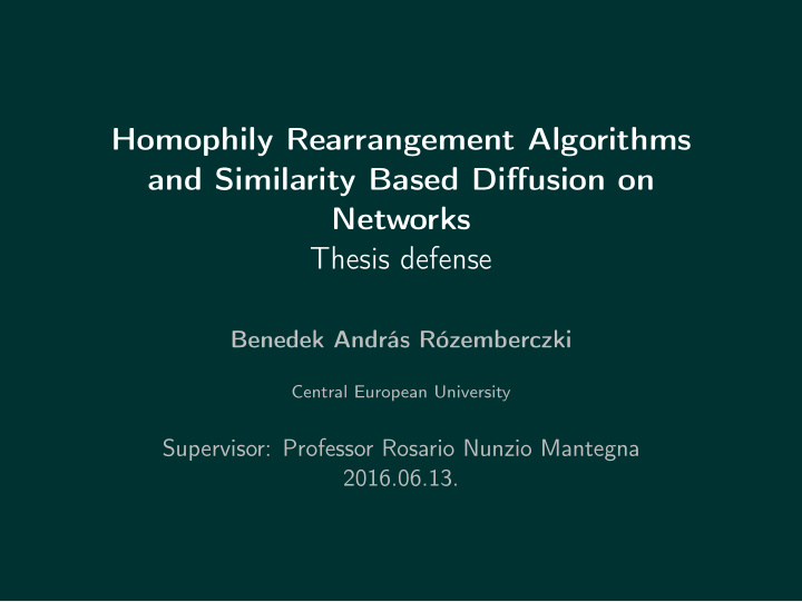 homophily rearrangement algorithms and similarity based