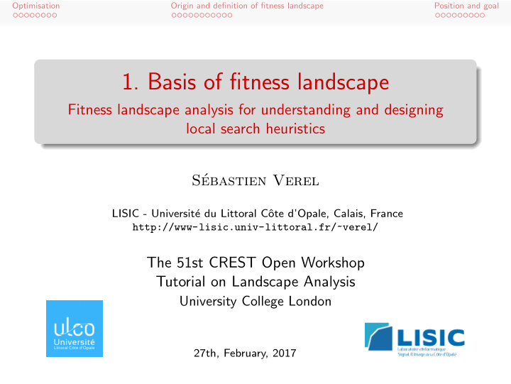 1 basis of fitness landscape