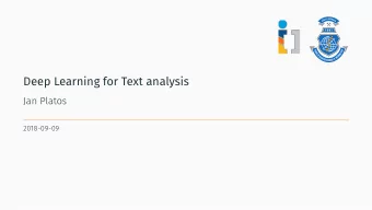 Deep Learning for Text analysis  Jan Platos  2018-09-09  Table of Contents  Natural Language