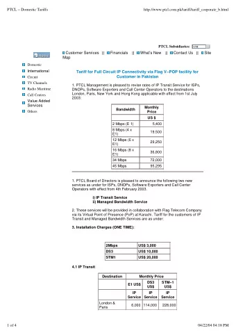 PTCL Subsidiaries: CTI  CTI Customer Services || Financials || Whats New || Contact Us || Site