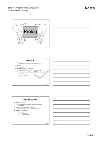 Prolog  Prolog.1  Textbook  Title  u  PROLOG programming for artificial intelligence  l  Author  u
