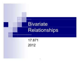 Bivariate  Relationships  17.871  2012  1  T  Testing associ  ti  iati  t ions (not causation!)