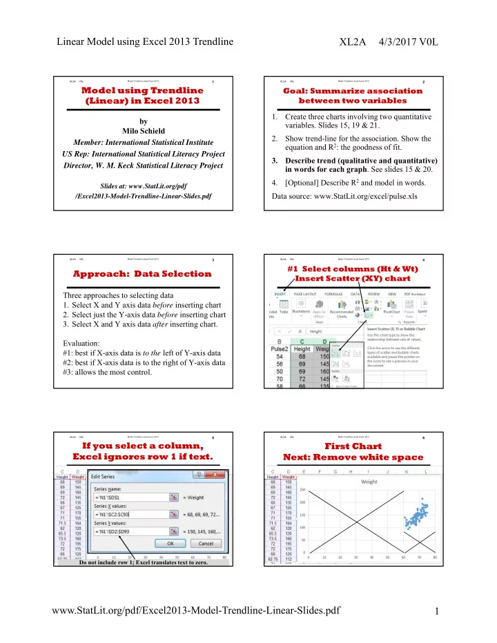 linear model using excel 2013 trendline xl2a 4 3 2017 v0l