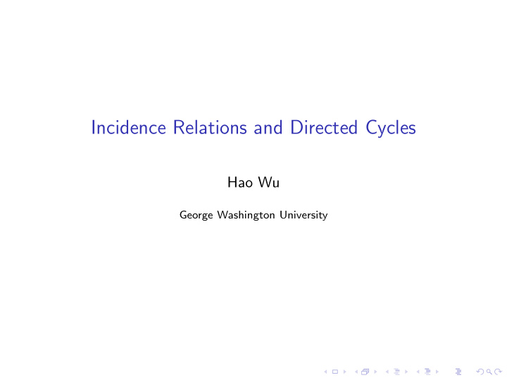 incidence relations and directed cycles