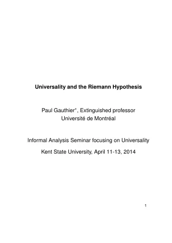 Wer die Zetafunktion  kennt, kennt die Welt!  2  Riemann Hypothesis = RH  Number one unsolved
